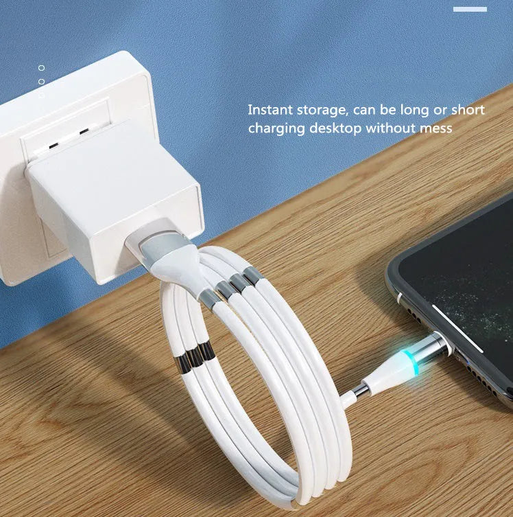 Black compatible 3A fast charging magnetic data cable for iPhone and Android phones
