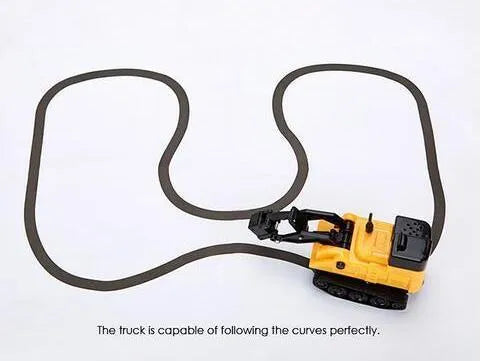 Mini plastic inductive toy truck with optical sensor following a black line on white paper, batteries and marker pen included