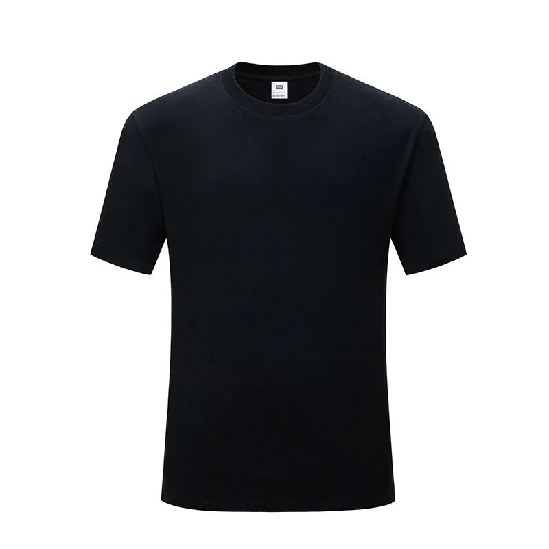 Men's loose-fitting round neck cotton T-shirt in solid black and white colours for summer casual wear