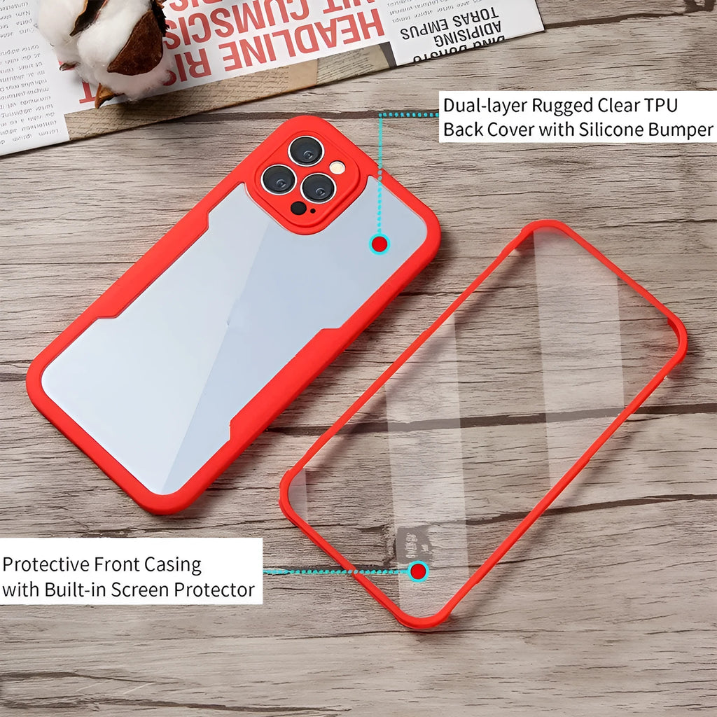 Flexible black TPU protective case for iPhone showing front and back coverage.