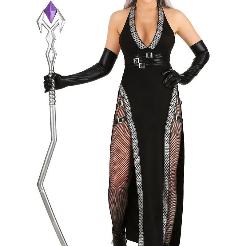 Sleeping Spell women's role-playing costume set with spandex gloves, cloak, and skirt in three sizes