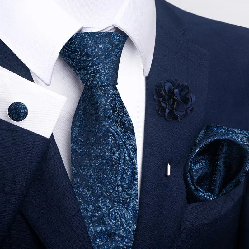 Floral jacquard men's tie and pocket square set with embroidery in one of the colour options from SF263 to SF312