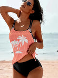 Women's loose tangini bikini briefs in multiple colours including army green and rose red.
