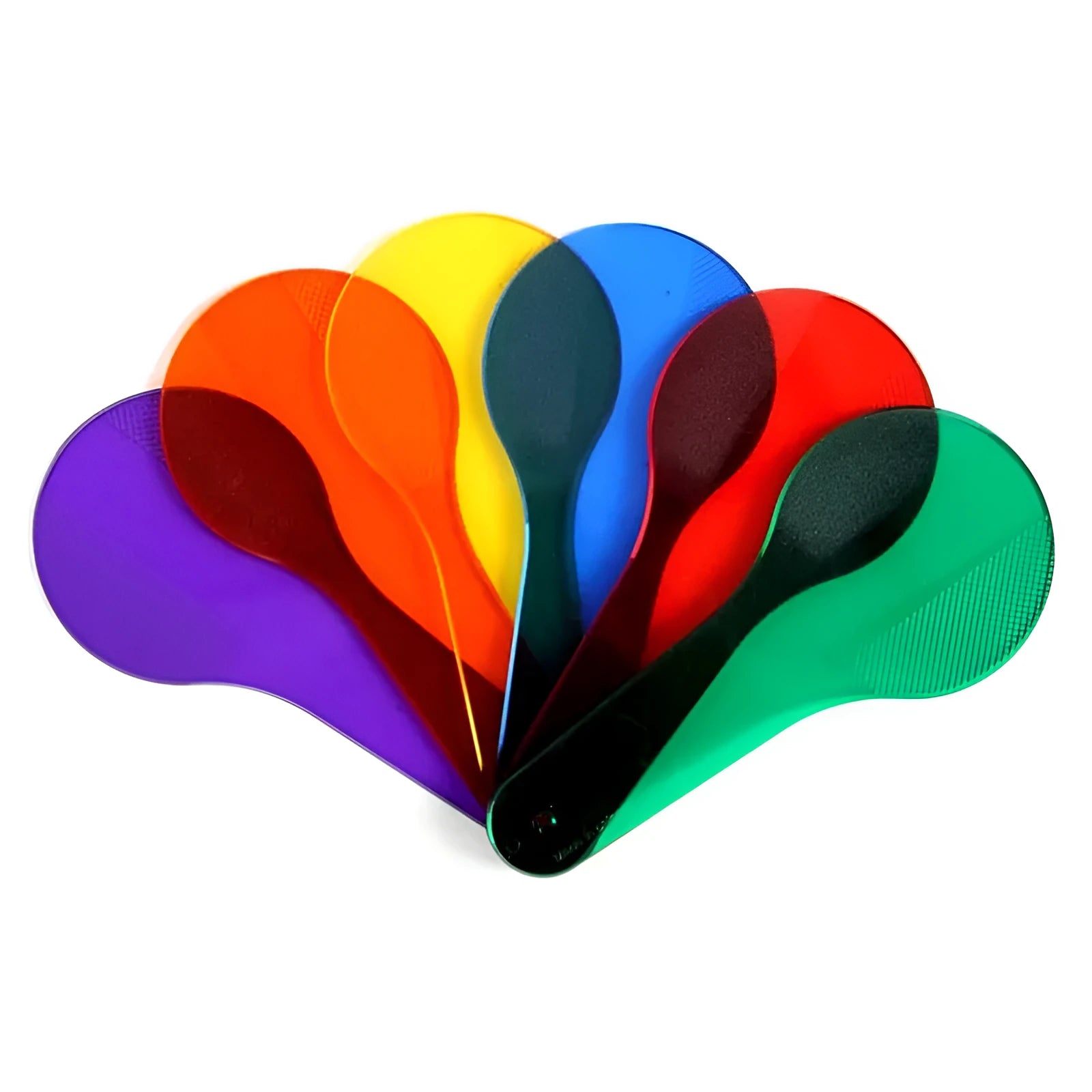 Six PVC colour learning boards in red, yellow, blue, green, orange, and purple