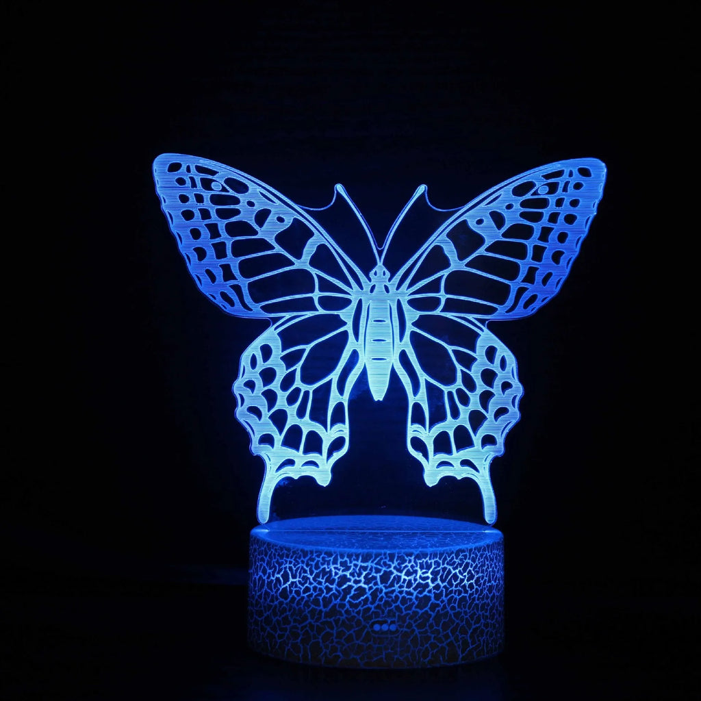 Small acrylic 3D USB table lamp with colourful touch control and crack base design on desk