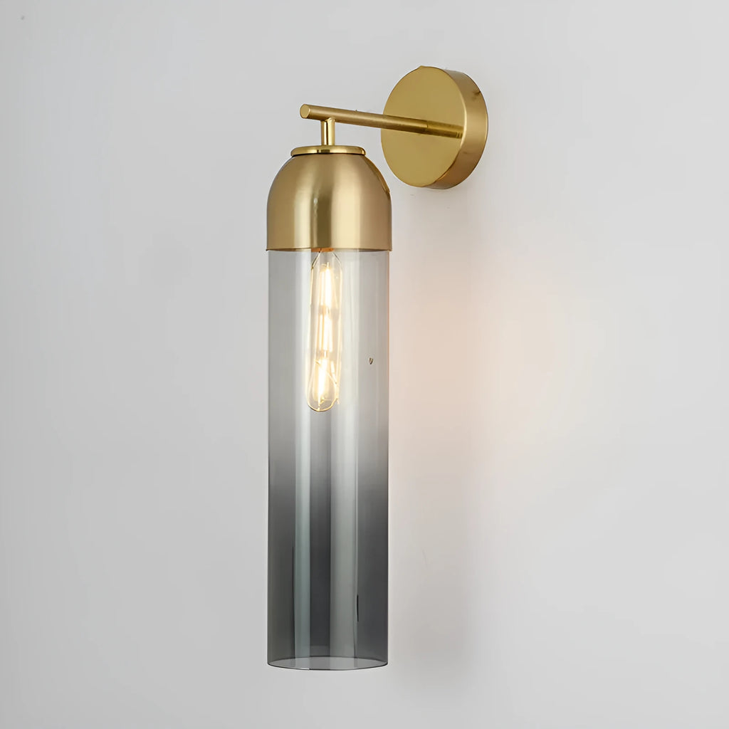 Nordic postmodern minimalist glass wall lamp with E27 holder in blue, amber, or smoke grey.