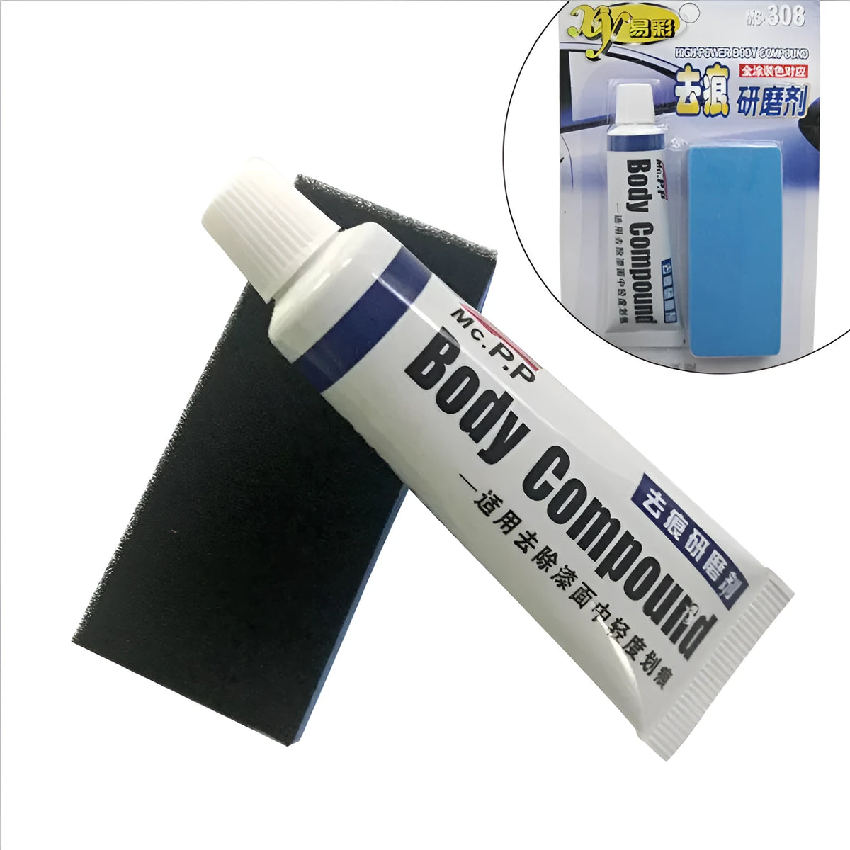 Car scratch repair abrasive sheet, 14 x 9 cm, for paint touch-up preparation