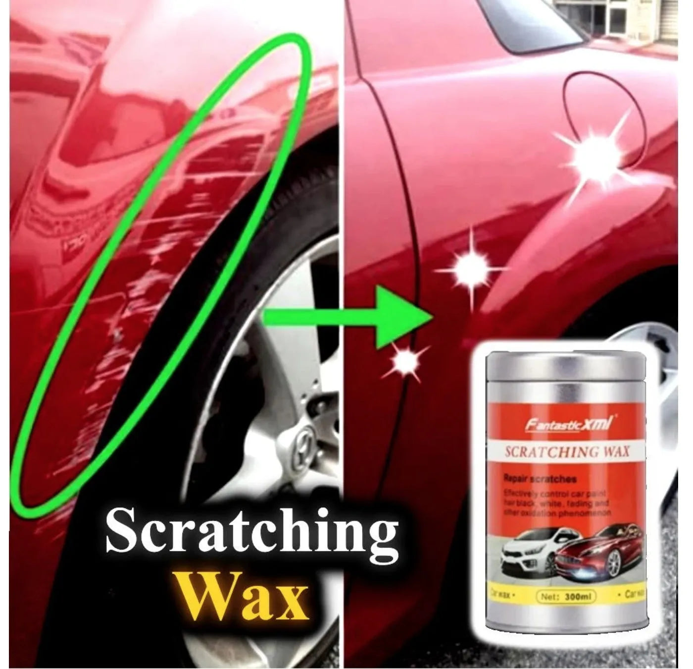 Car scratch repair polishing wax with distribution towel and magic sponge