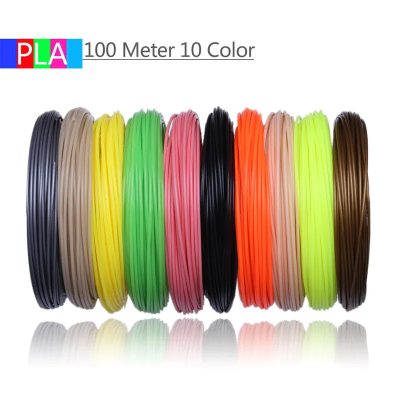 Multicolour ABS and PLA filament strips for 3D printing pen, 20 colours in self-sealing bag