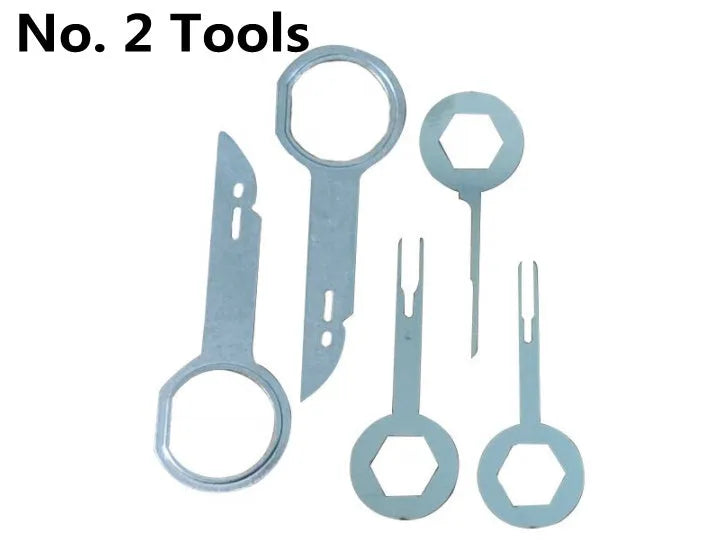 Red car audio removal tool kit for GM series vehicles in multiple pack sizes from 11 to 456 pieces with OPP bag packaging