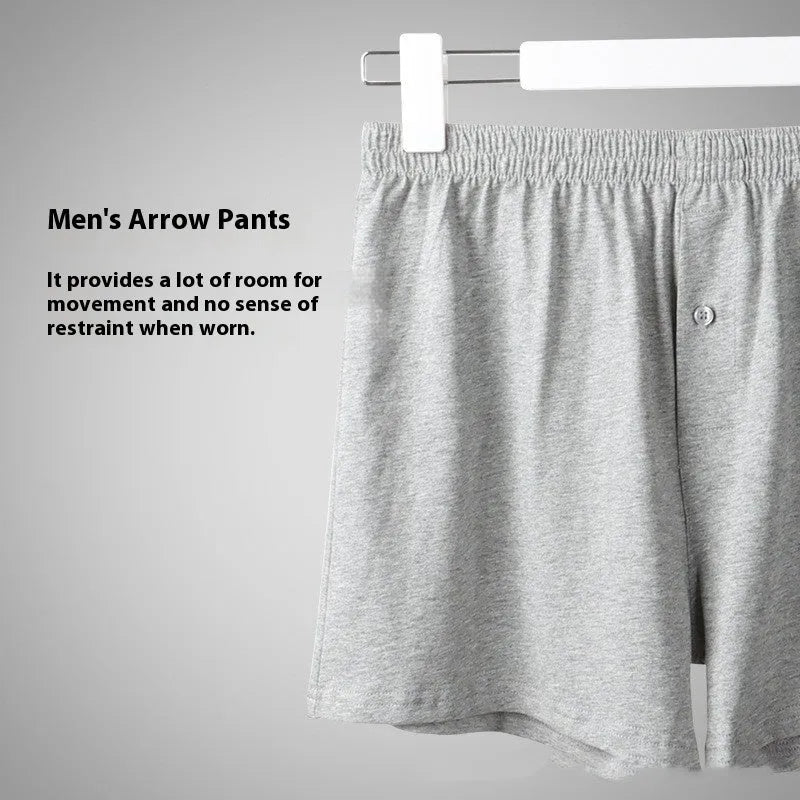 Men's pure cotton boxer shorts in black, light grey and navy blue colours showing high-waist loose fit design