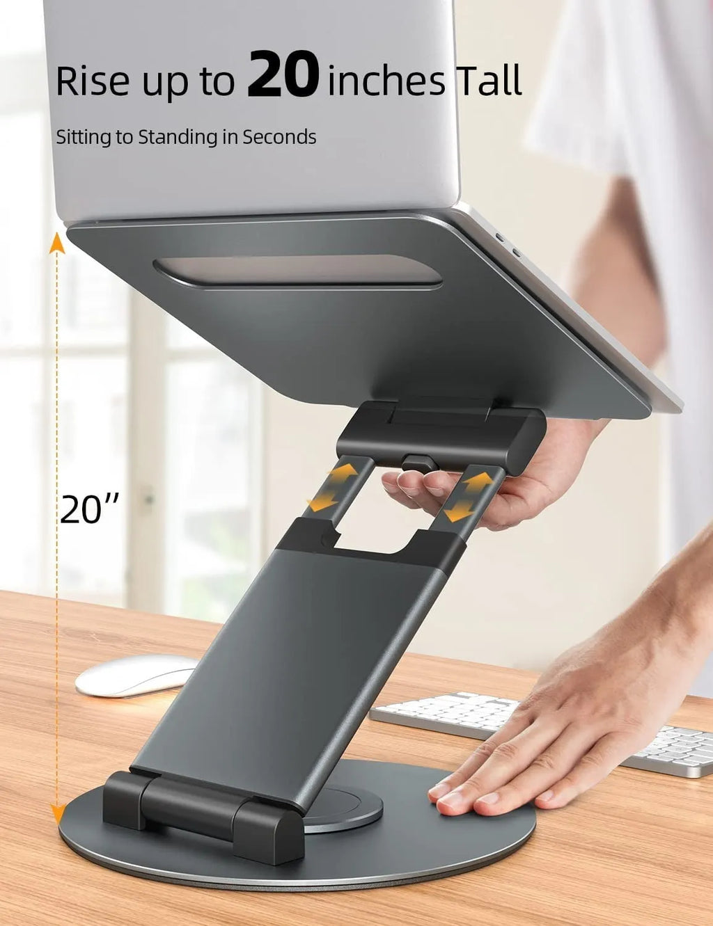 Aluminium alloy laptop stand with adjustable base, 27.5 x 24cm, in silver, grey or rose gold