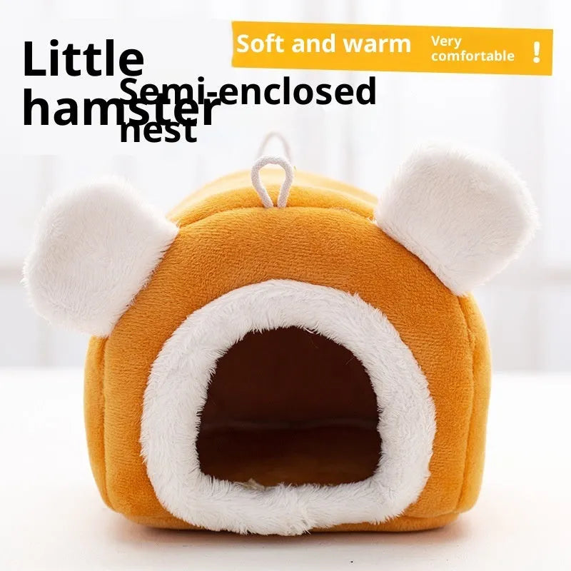 Thick cloth hamster nest bed in orange or grey, 12cm and 15cm cube sizes for winter use