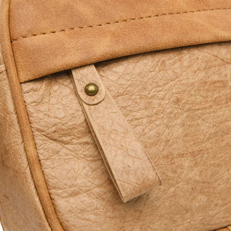 Men's waterproof paper crossbody bag in European and American retro style, shown in black colour