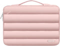 Cotton down shrink storage laptop bag with velvet lining, 13.3 inch, sand colour, plaid pattern