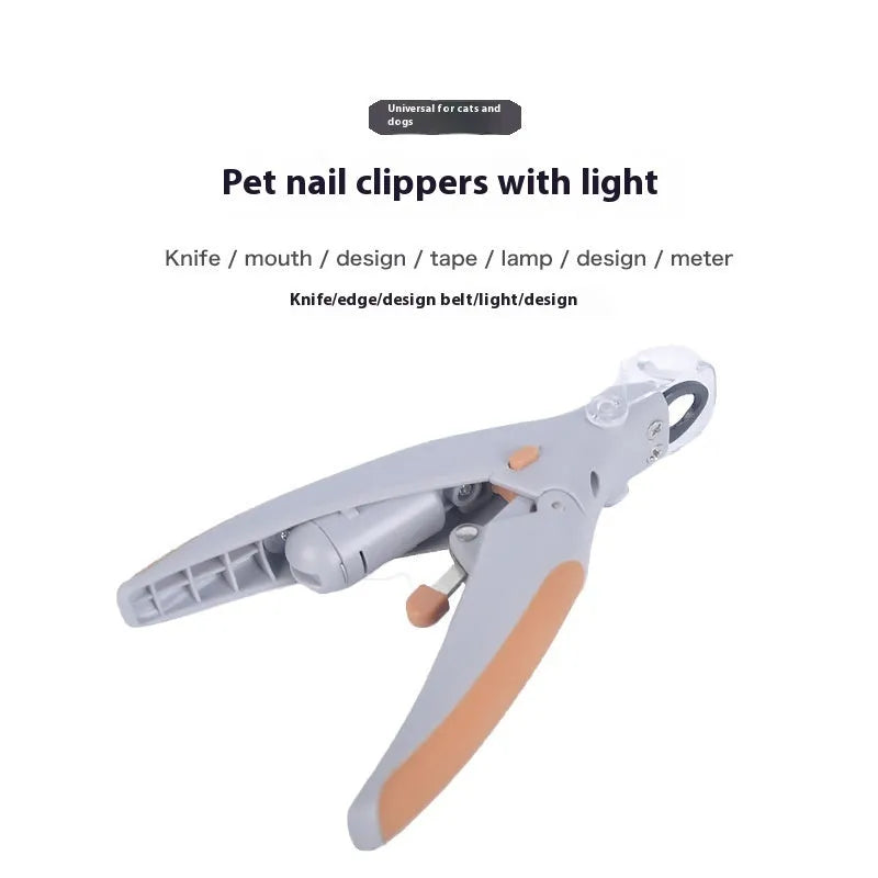 LED dog nail clipper with blood line indicator showing ABS plastic construction