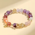 Women's lucky snake crystal bead bracelet with plastic flower decorations and beast pattern detailing