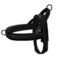 No pull dog harness leather padded vest for large dogs in black with adjustable straps