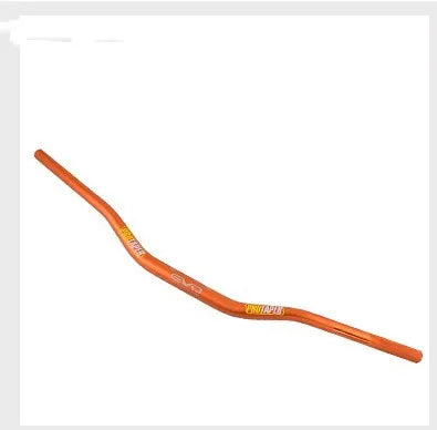 Orange aluminium alloy scrambling motorcycle handlebar showing 80cm width and 10cm rise dimensions