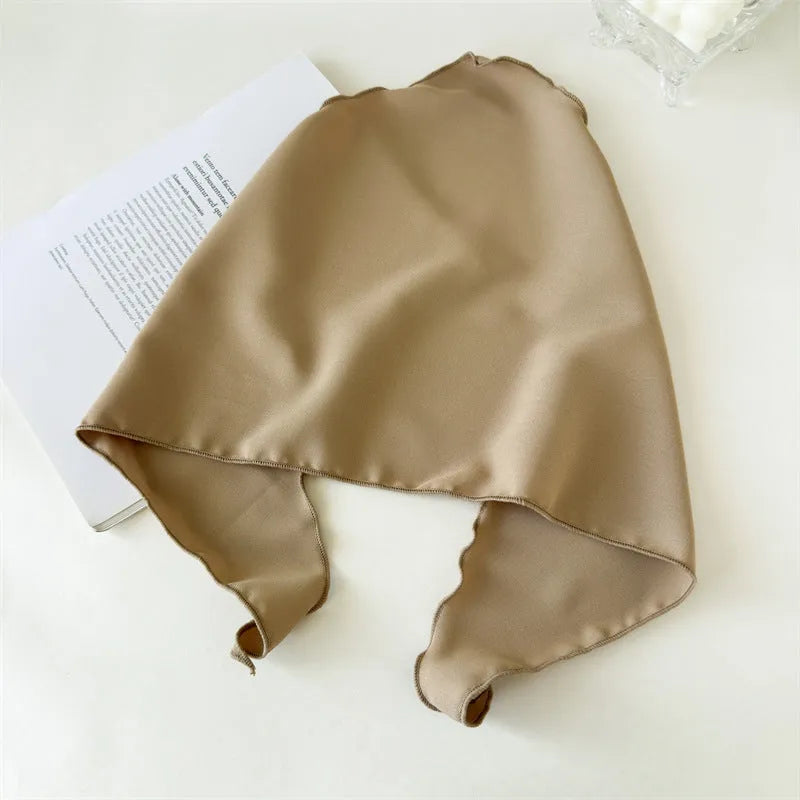 Women's plaid fabric headscarf hair band in solid colour, available in six colours including white and red