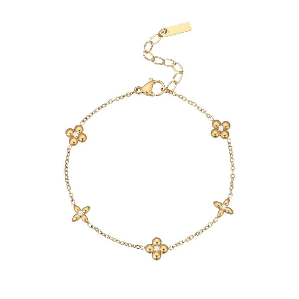 Women's gold-plated stainless steel bracelet with star-shaped zircon pendant