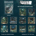 PET large night view sticker set with 6 retro printed scenes on a clear background, approximately 110x156mm each