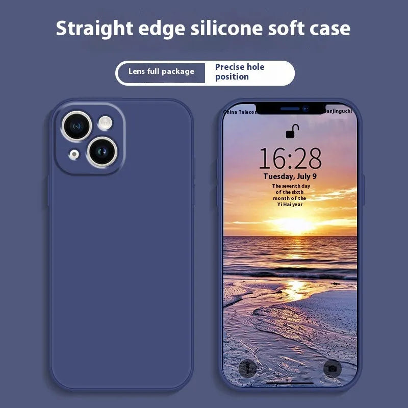 TPU silicone gel protective phone case for iPhone in classic black, showing camera cutout and edges