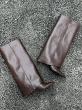 Children's pointed toe wedge heel boots in solid colour microfiber, available in black and brown