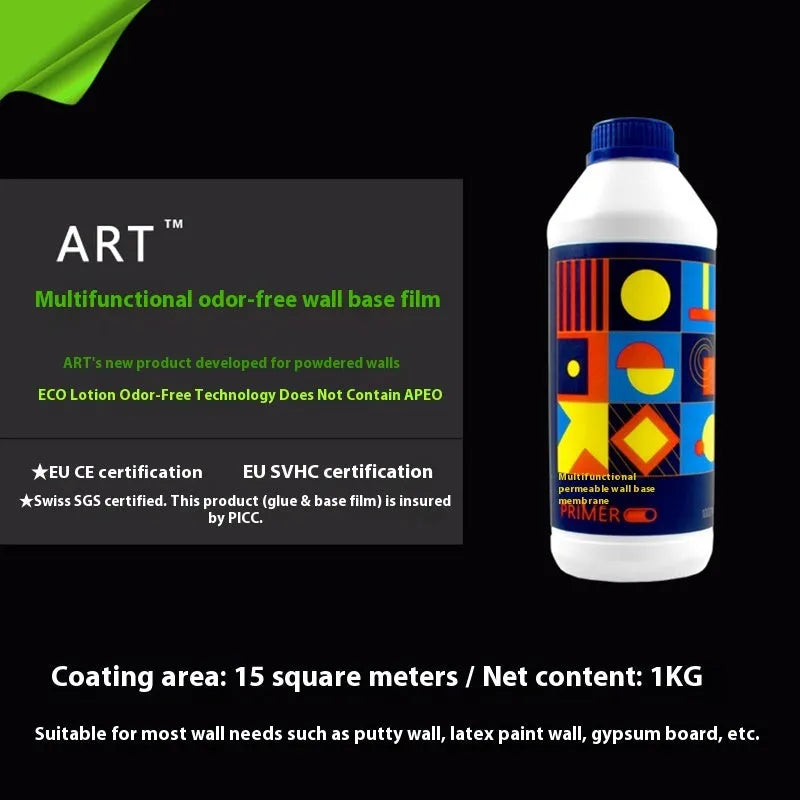 Three rolls of Glue E clean smell, formaldehyde-free glutinous rice wallpaper adhesive on a white background.