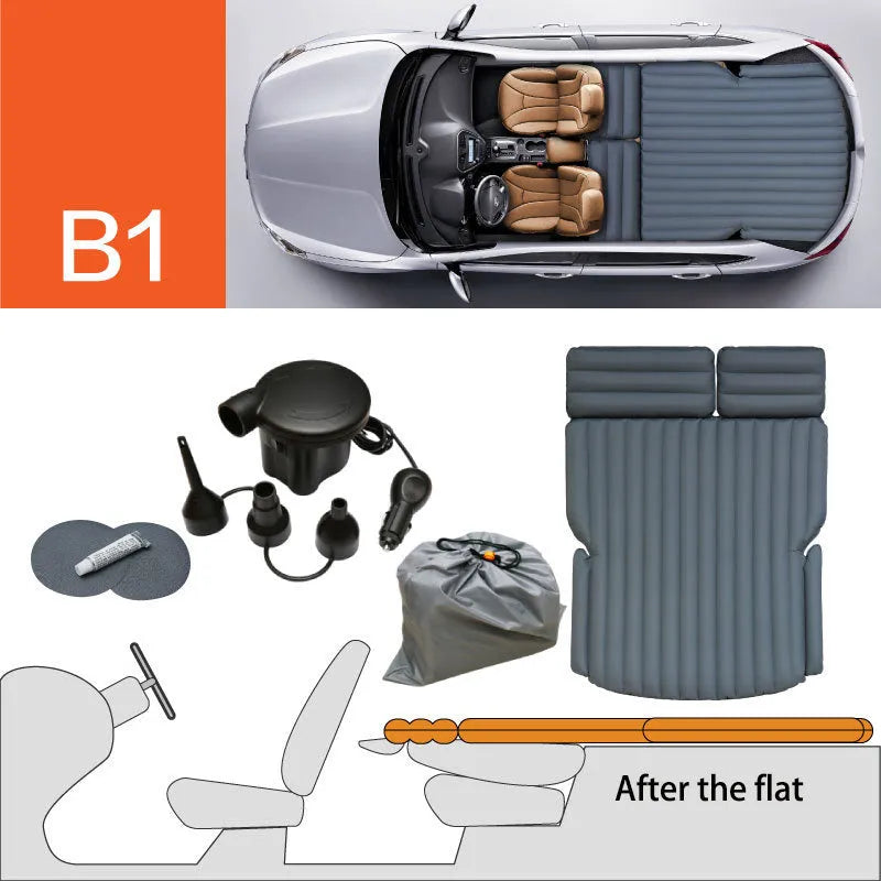Inflatable bed for hatchback car accessories with flocking fabric and storage bag