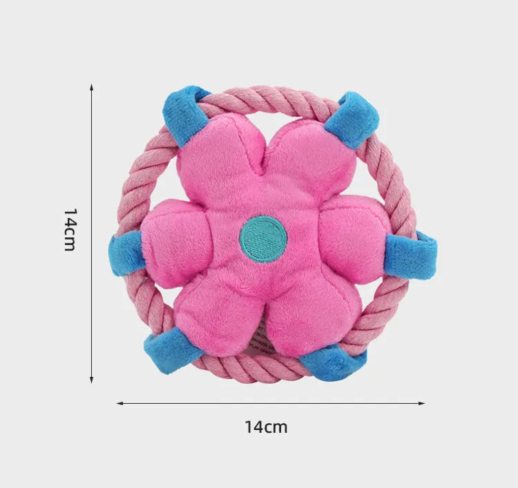 Three funny pet toy animal-shaped chew toys for dogs in blue, green, and pink colours