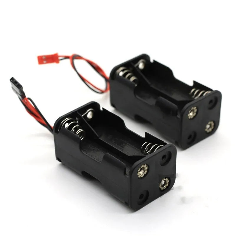 Black RC receiver battery box with 6V output for four AA batteries and JR connector lead