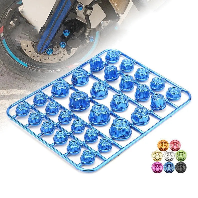 30-piece set of coloured ABS plastic motorcycle screw caps for engine bolt protection