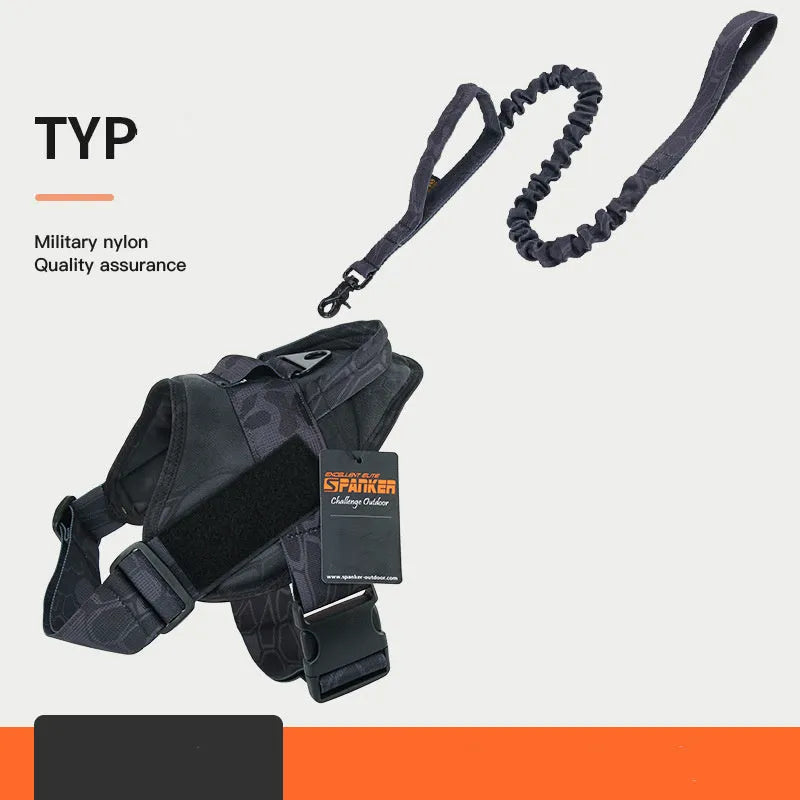 Large and medium dog harness in 1050D nylon with military webbing, UTX buckle, adjustable bust and neck, UK fit