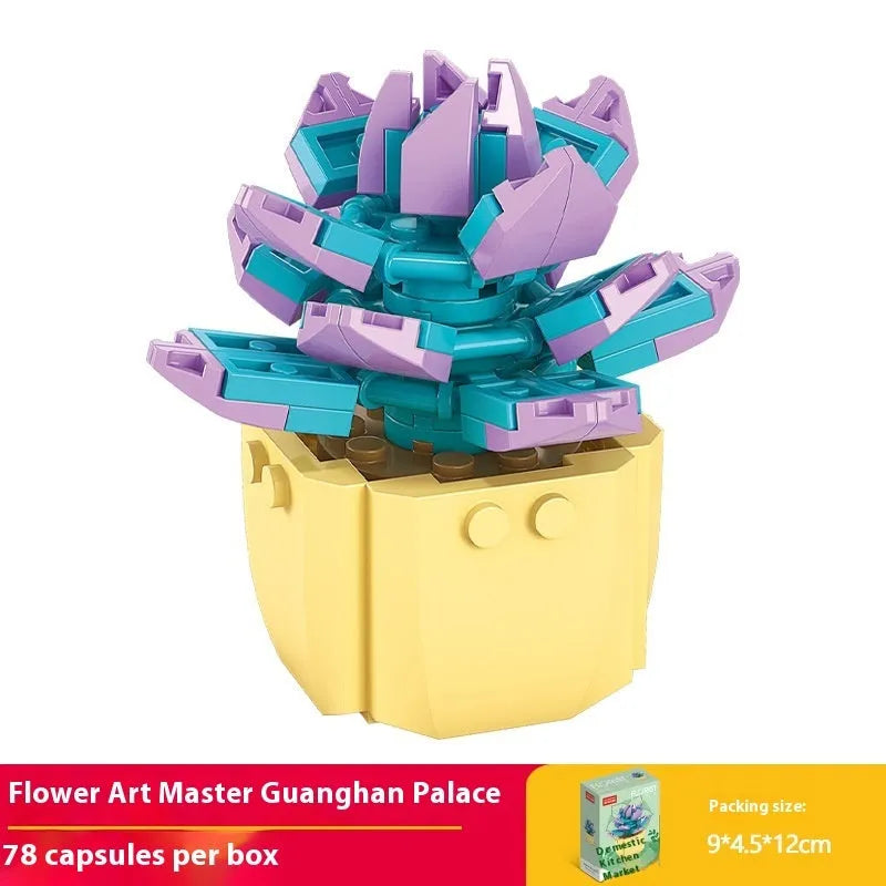Plastic building blocks flower pot model assembly toy for teenagers