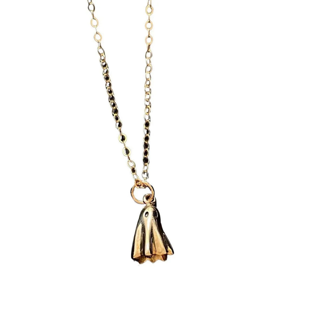 Ghost pendant necklace with titanium steel pendant on twisted chain, available in multiple chain style options
