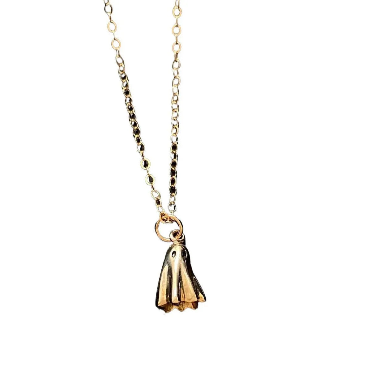 Ghost pendant necklace with titanium steel pendant on twisted chain, available in multiple chain style options