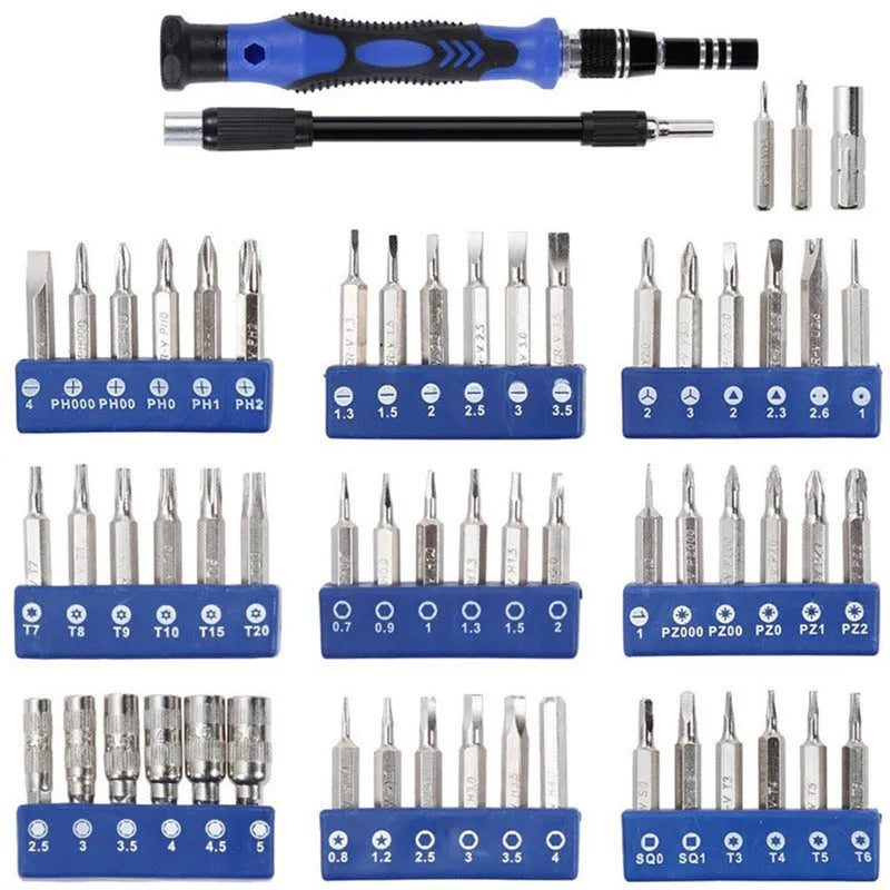 80-in-1 screwdriver set with chrome vanadium steel bits and magnetic handle in a black case