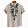 Men's striped linen leisure shirt with personalised buttons in loose fit casual styling