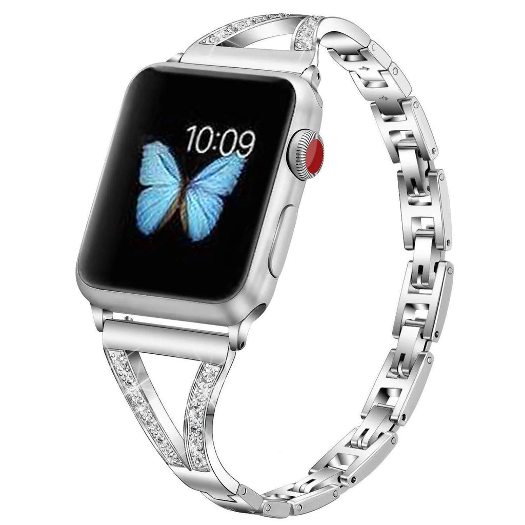 Herringbone diamond pattern smart watch strap with zinc alloy buckle for Apple Watch