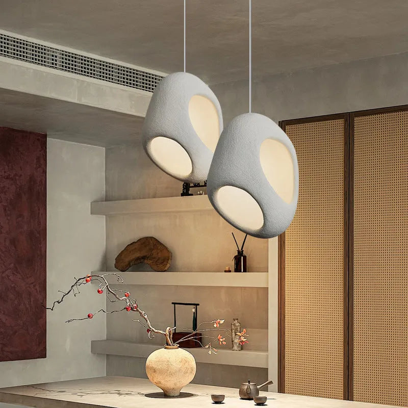 Creative single head retro ceiling light in high density polystyrene, white finish, with E27 bulb holder
