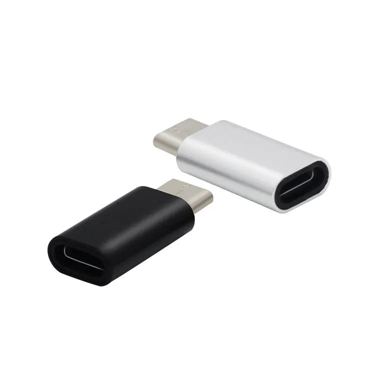 Apple female to Type-C male adapter in silver for charging and syncing iPhone 8 and later