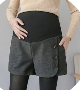 Wool stomach lift shorts in grey, cotton-blend high-waist tummy control shapewear for women, size M