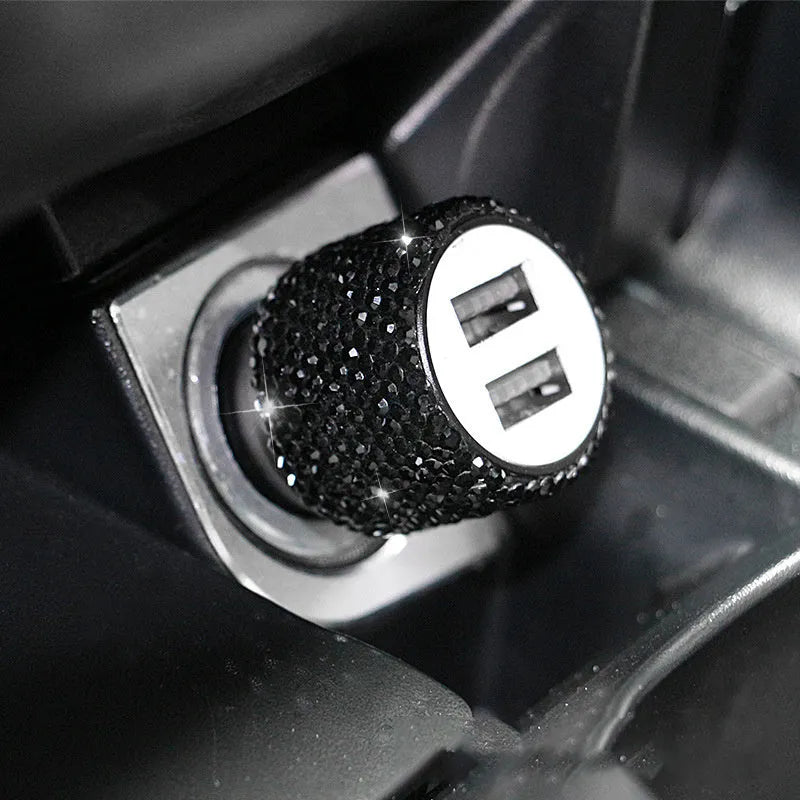 Diamond pattern car USB charger for cigarette lighter socket in five colour options