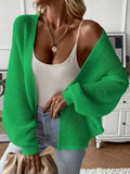 Loose fit batwing sleeve cardigan in solid colour thin polyester fabric
