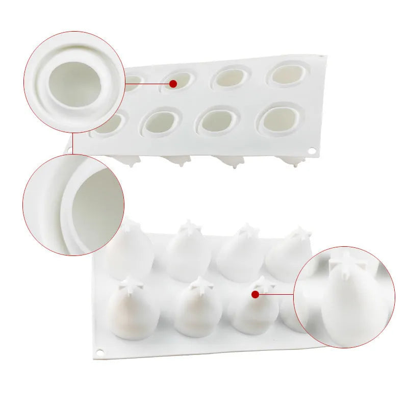 Silicone fruit mould for making pineapple and pine cone shaped Italian mousse desserts