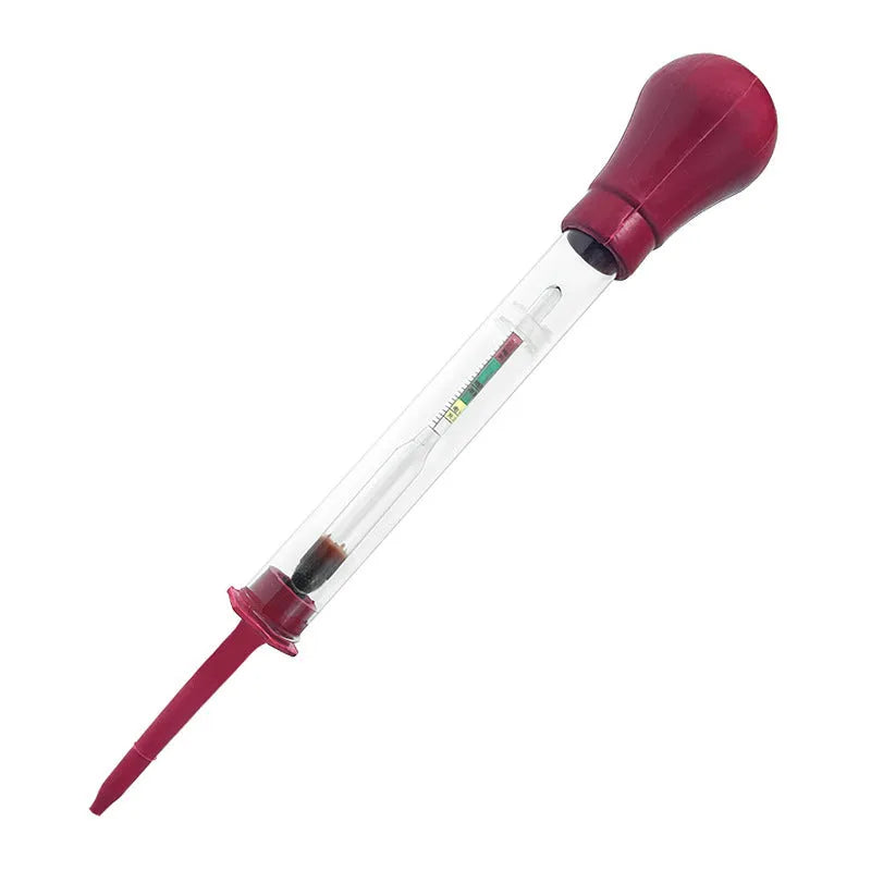 Electrohydraulic hydrometer for automotive battery electrolyte testing with glass construction and 330mm length
