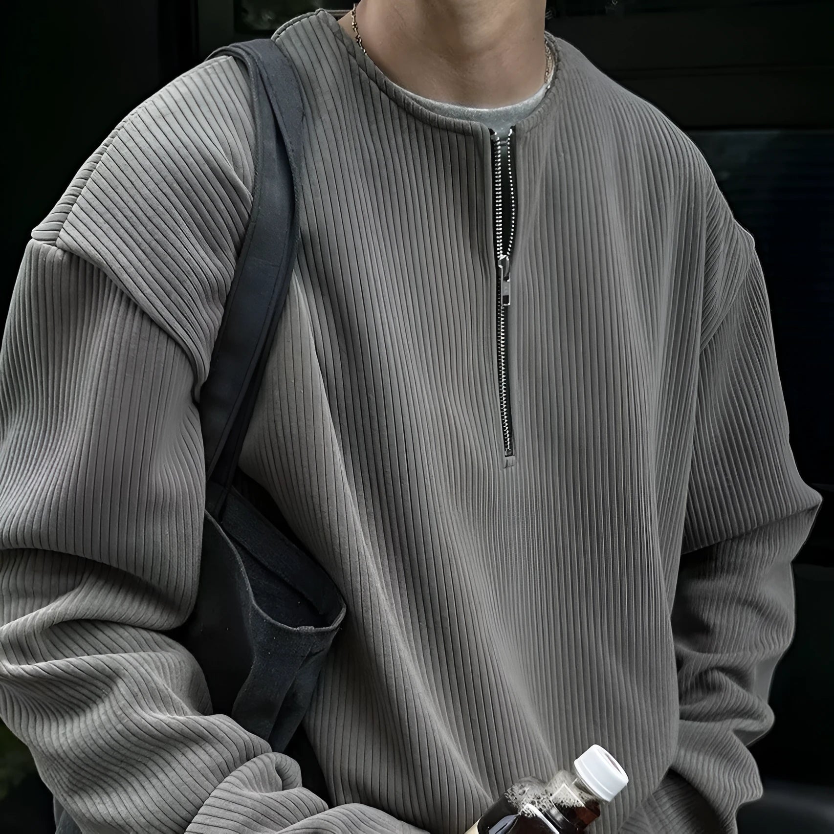 Women's loose fit long sleeve pullover top with letter print in apricot colour.