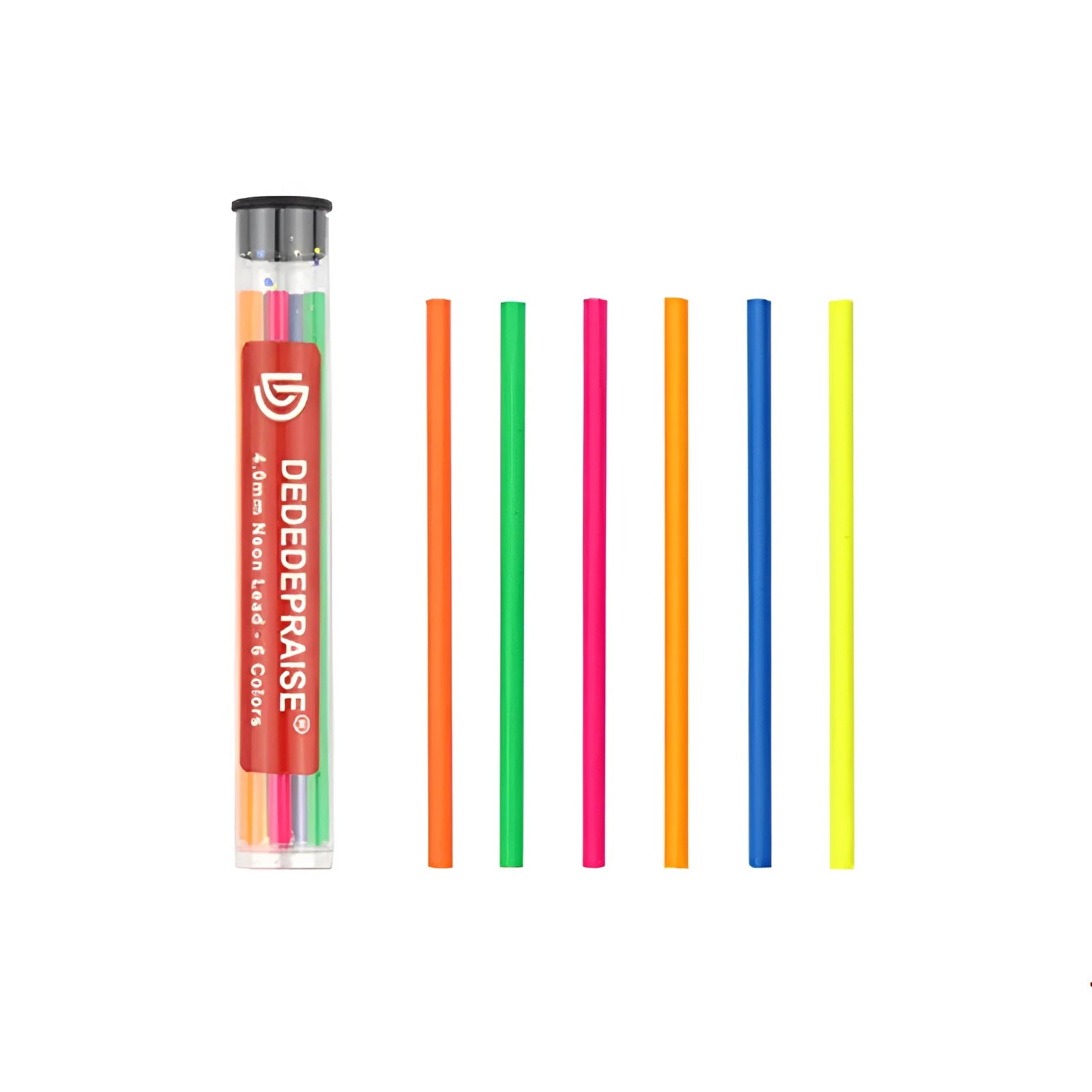 4.0mm drawing mechanical pencil colour lead set in plastic barrel pack with 6 tubes, mixed colours visible