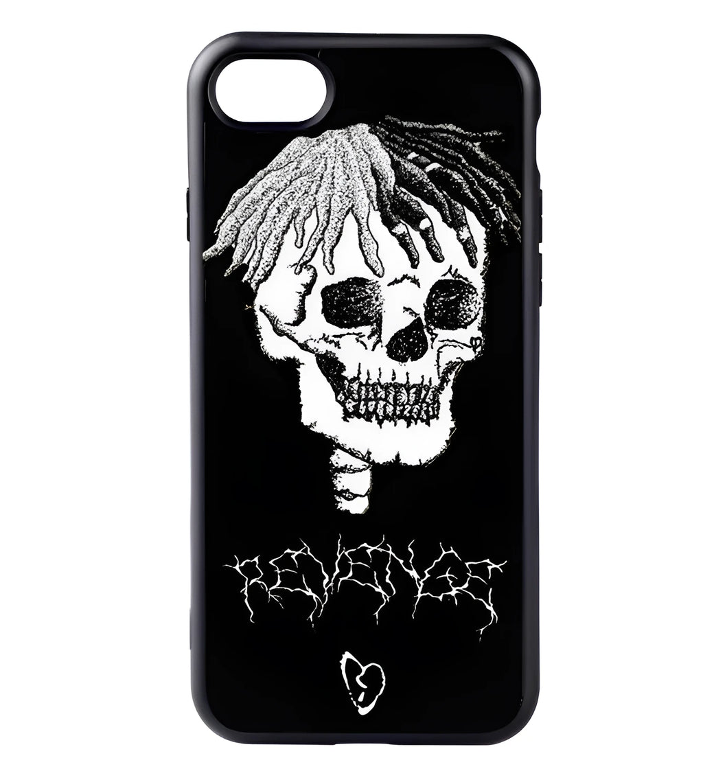 XXTentacion graphic design on a transparent matte iPhone case showing half-wrapped sides.